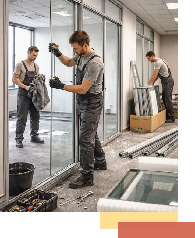 Демонтаж стеклянных перегородок в Шадринске быстро и безопасно