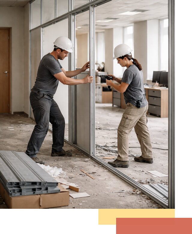 Демонтаж алюминиевых перегородок в Шадринске быстро и аккуратно