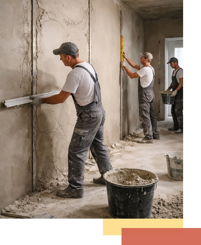 Штукатурка стен по маякам в Шадринске — точная и ровная поверхность