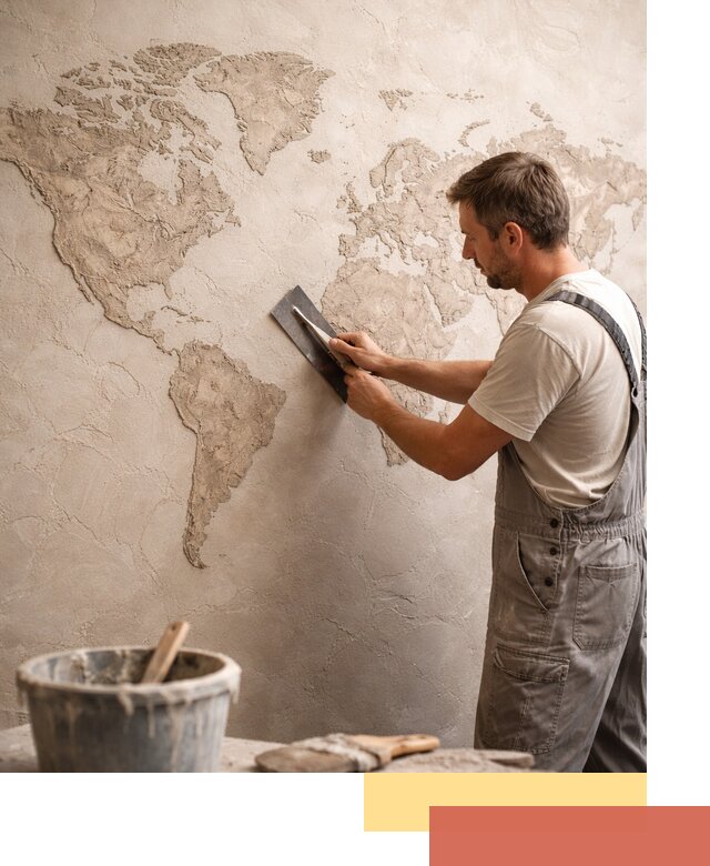 Декоративная штукатурка «Карта мира» под ключ в Шадринске