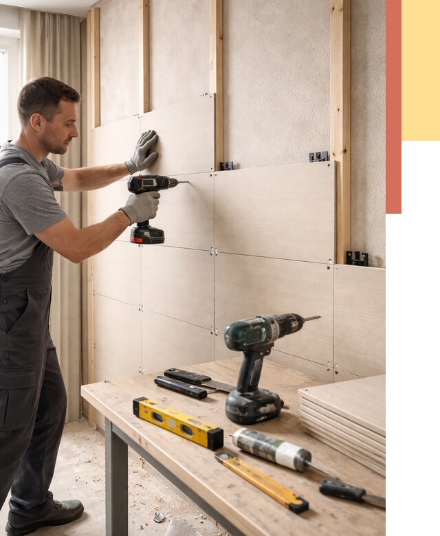 Монтаж МДФ панелей на стены в Шадринске от 1293 руб. под ключ | ОТДЕЛОЧНИК-Шдр