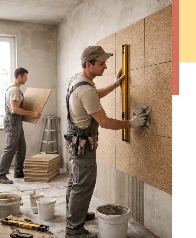 Монтаж пробковых панелей на стены в Шадринске от 3619 руб. — ОТДЕЛОЧНИК-Шдр