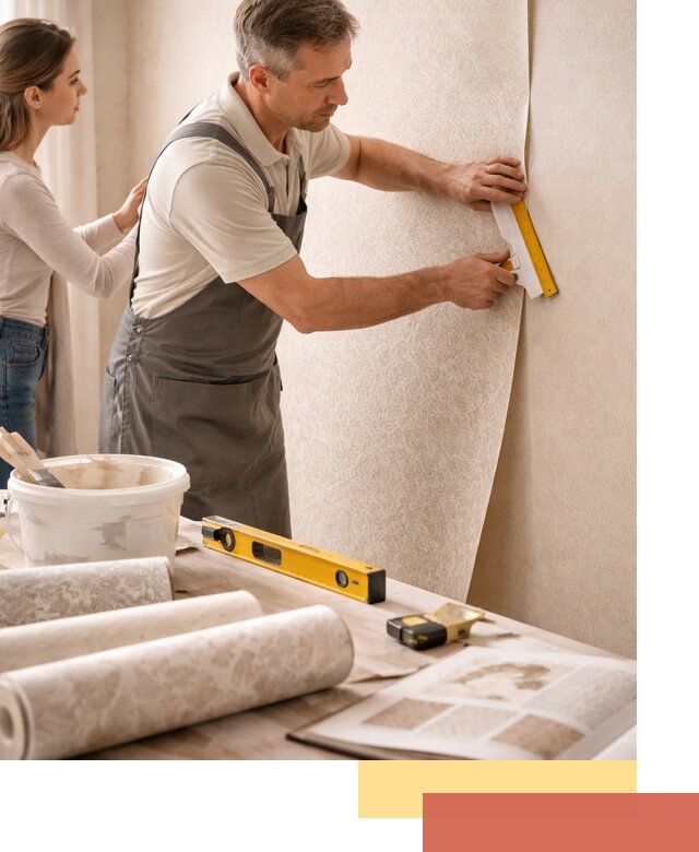 Поклейка обоев с подбором рисунка в Шадринске