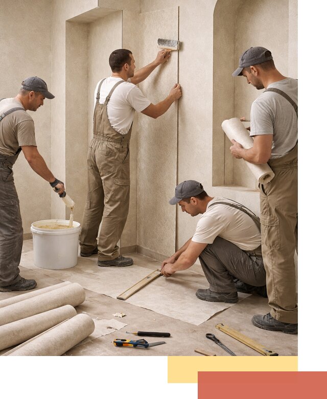 Поклейка обоев на сложные стены и неровные поверхности в Шадринске