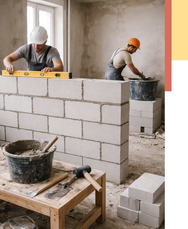 Кладка перегородок из газобетона в Шадринске от 3309 руб. под ключ | ОТДЕЛОЧНИК-Шдр