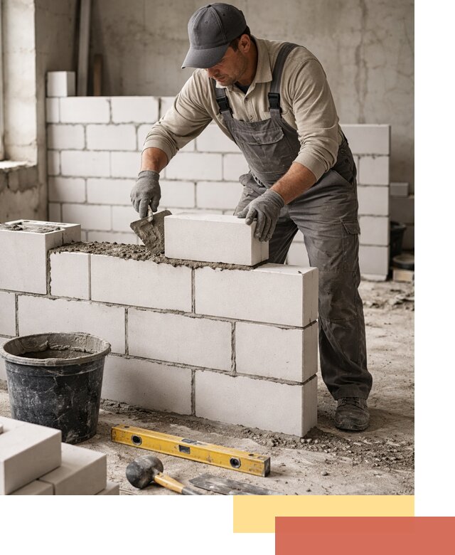 Кладка перегородок из силикатного блока в Шадринске