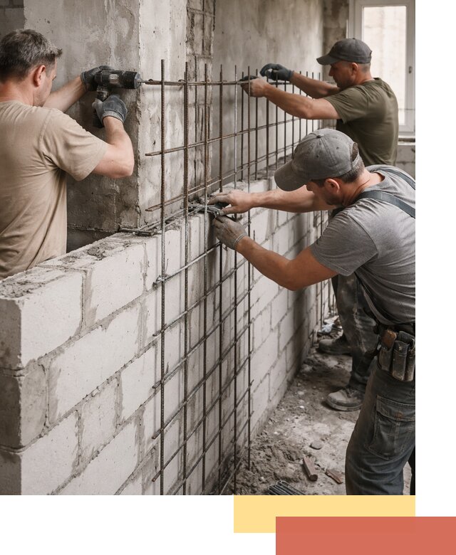 Армирование кладки перегородок в Шадринске профессионально и надёжно