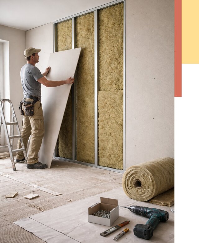 Перегородка из гипсокартона с шумоизоляцией в Шадринске от 3226 руб. | ОТДЕЛОЧНИК-Шдр