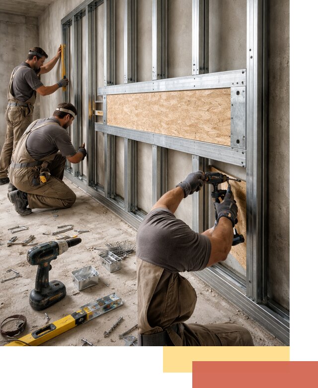 Усиленная перегородка для крепления тяжёлых конструкций в Шадринске