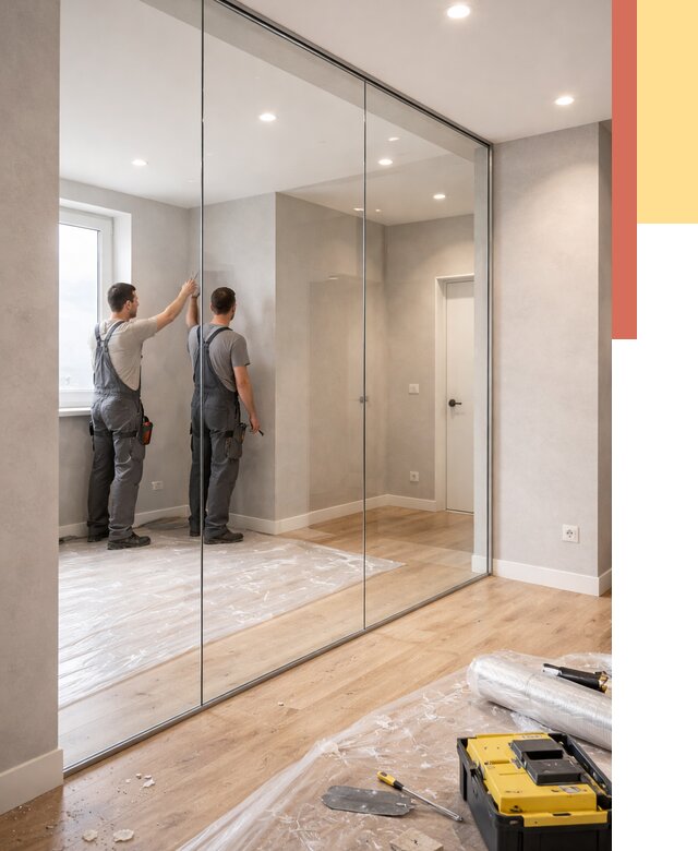 Безрамные стеклянные перегородки в Шадринске — монтаж от 9824 руб. | ОТДЕЛОЧНИК-Шдр