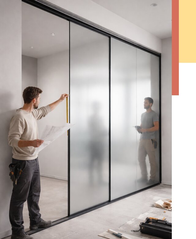 Матовые стеклянные перегородки в Шадринске от 8790 руб. — монтаж и установка | ОТДЕЛОЧНИК-Шдр