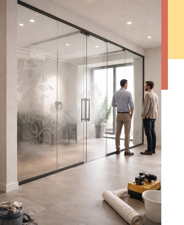 Стеклянные перегородки с рисунком в Шадринске от 12926 руб. монтаж и нанесение | ОТДЕЛОЧНИК-Шдр