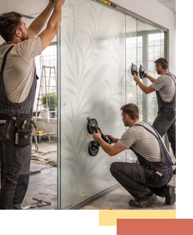 Стеклянные перегородки с рисунком на заказ в Шадринске