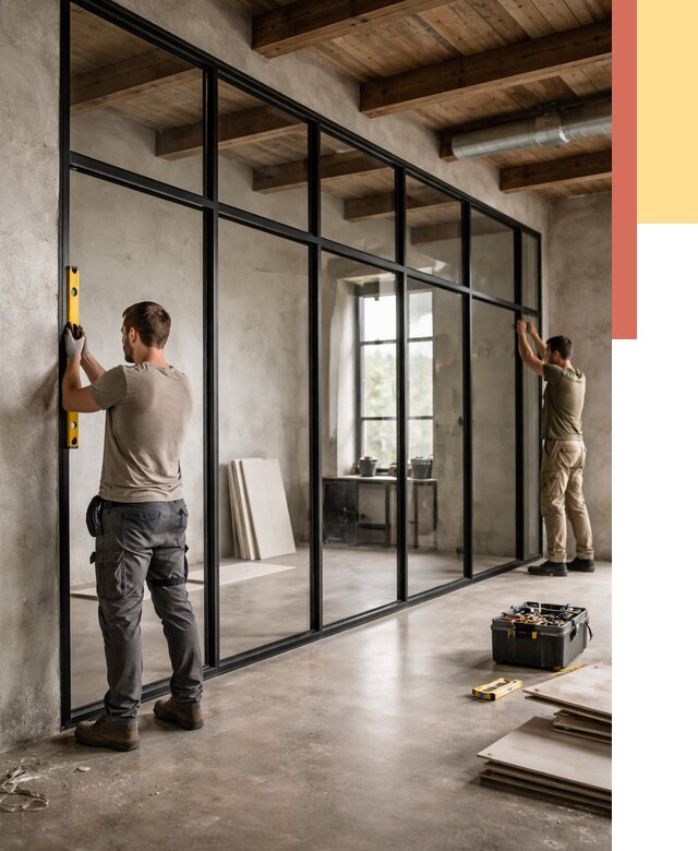 Стеклянные перегородки лофт в Шадринске от 10858 руб. под ключ | ОТДЕЛОЧНИК-Шдр