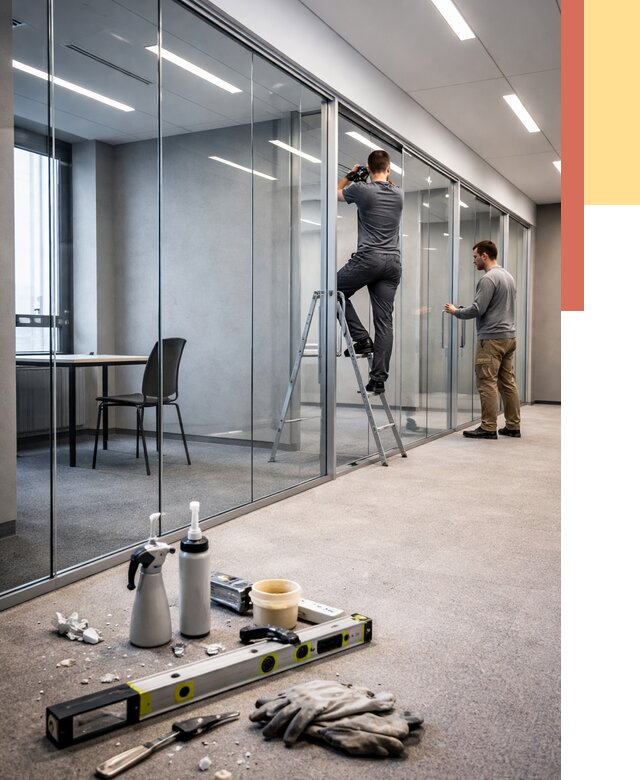 Стеклянные офисные перегородки в Шадринске от 8790 руб. — монтаж и установка | ОТДЕЛОЧНИК-Шдр