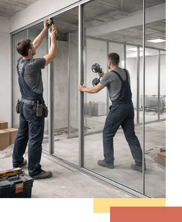 Алюминиевые перегородки со стеклом в Шадринске — изготовление и монтаж