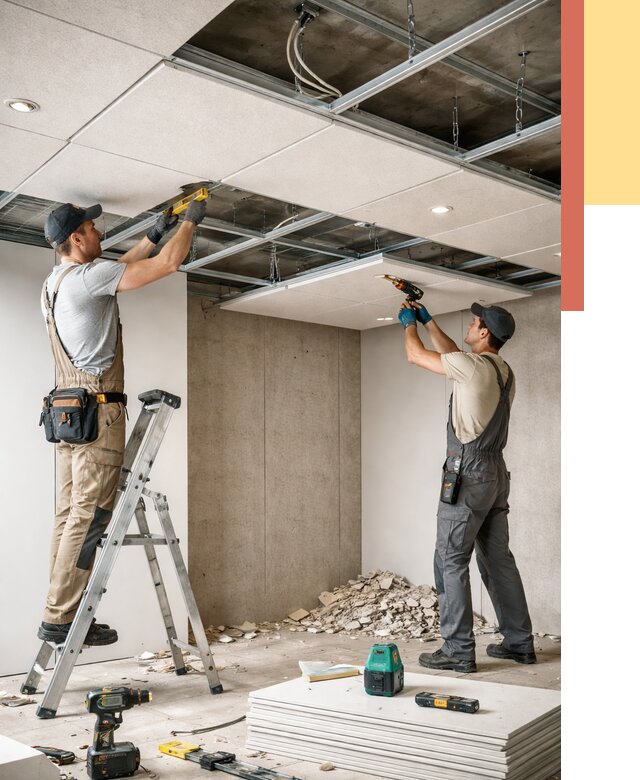 Монтаж акустического потолка в Шадринске от 6722 руб/м2 — быстро и недорого | ОТДЕЛОЧНИК-Шдр