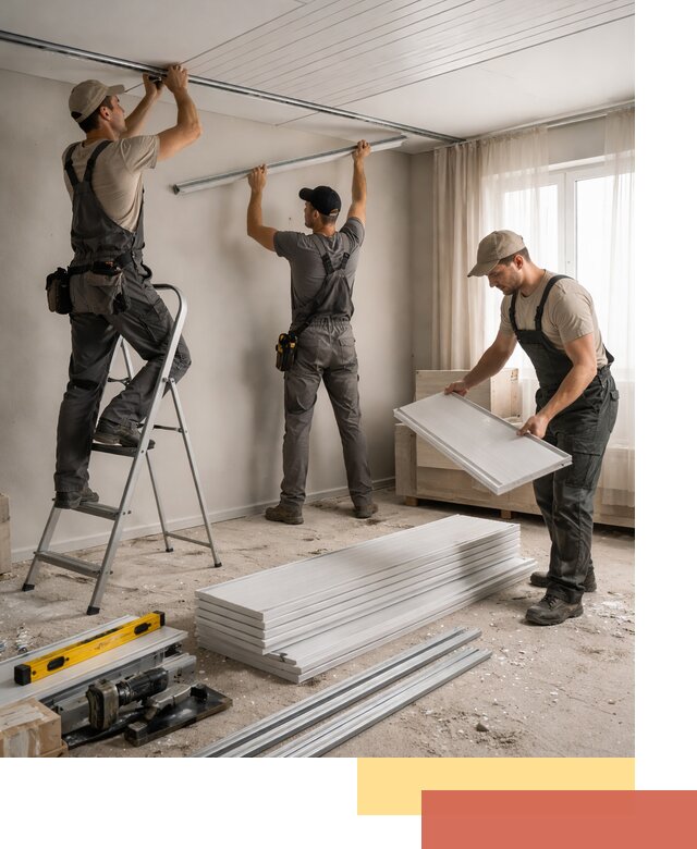 Монтаж потолка из ПВХ панелей в Шадринске оперативно и качественно