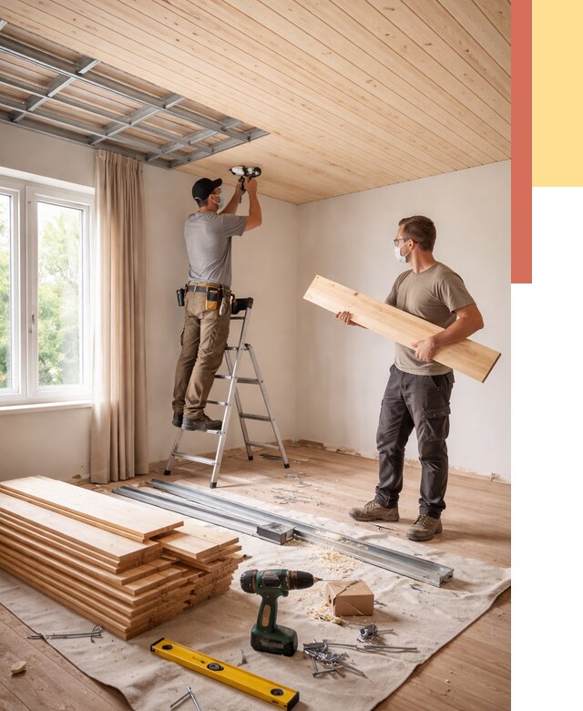 Монтаж потолка из вагонки в Шадринске от 6722 руб. | Быстро и недорого — ОТДЕЛОЧНИК-Шдр