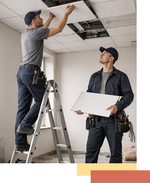 Обслуживание подвесного потолка в Шадринске — ремонт и чистка