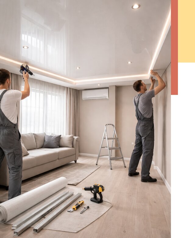 Монтаж глянцевого натяжного потолка в Шадринске от 776 руб. под ключ | ОТДЕЛОЧНИК-Шдр