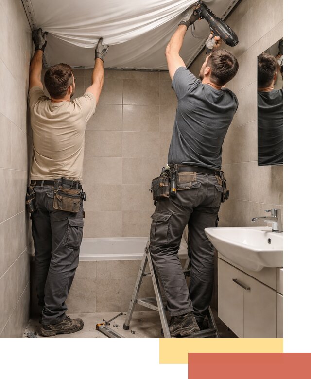 Монтаж натяжного потолка в ванной в Шадринске быстро и качественно