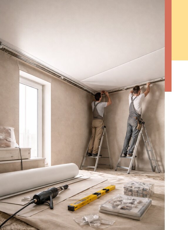 Монтаж натяжного потолка в спальне в Шадринске от 3930 руб. под ключ | ОТДЕЛОЧНИК-Шдр