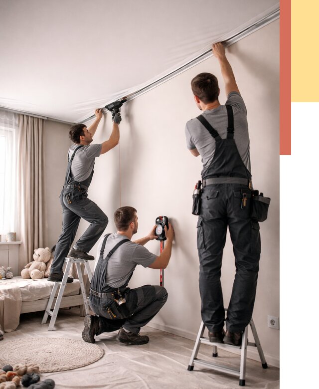 Монтаж натяжного потолка в детской в Шадринске от 3619 руб. — быстро и недорого | ОТДЕЛОЧНИК-Шдр