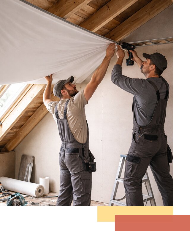 Монтаж натяжного потолка в мансарде в Шадринске