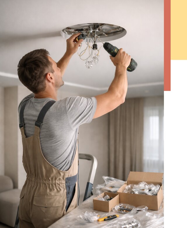 Установка люстры в натяжной потолок в Шадринске от 1241 руб. | Быстро и недорого — ОТДЕЛОЧНИК-Шдр