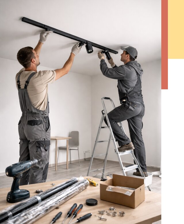 Установка трековых светильников в натяжной потолок в Шадринске от 4343 руб. | ОТДЕЛОЧНИК-Шдр