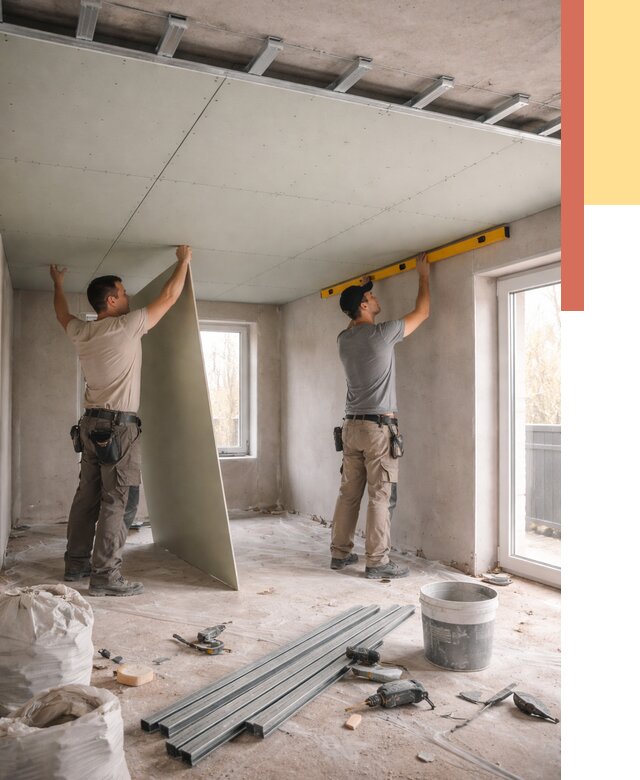 Одноуровневый потолок из гипсокартона в Шадринске от 776 руб. — монтаж под ключ | ОТДЕЛОЧНИК-Шдр