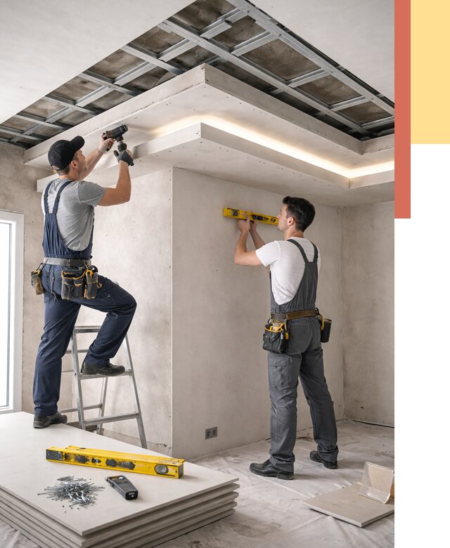 Двухуровневый потолок из гипсокартона в Шадринске от 1499 руб. под ключ | ОТДЕЛОЧНИК-Шдр