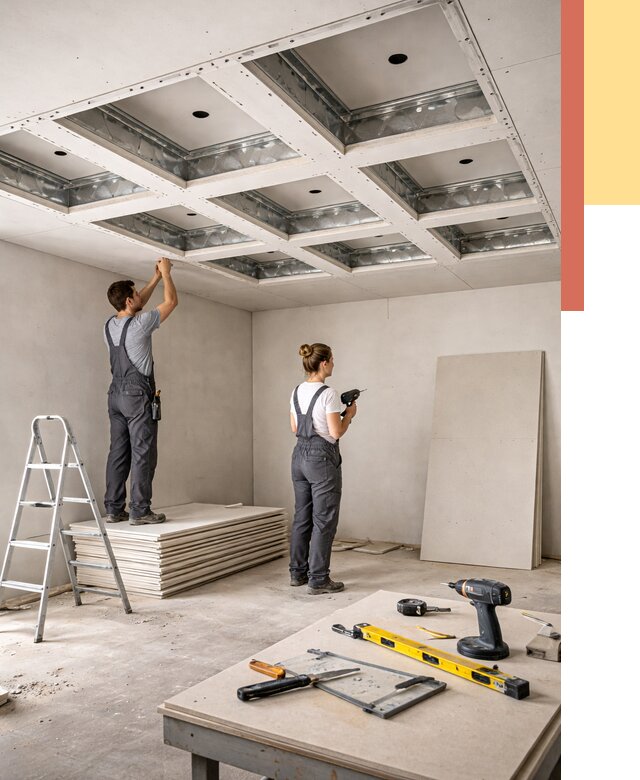 Кессонный потолок из гипсокартона в Шадринске от 1913 руб. — монтаж и под ключ | ОТДЕЛОЧНИК-Шдр