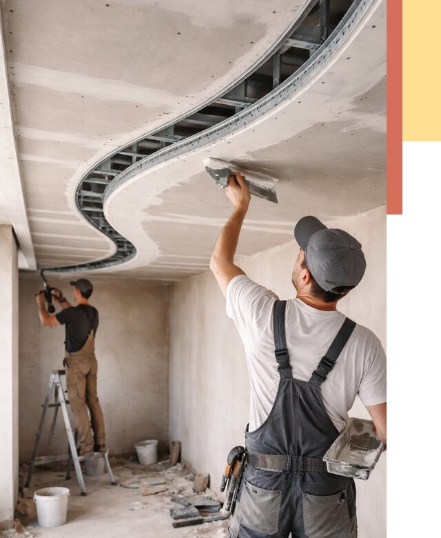 Криволинейный потолок из гипсокартона в Шадринске от 2172 руб./м2 | ОТДЕЛОЧНИК-Шдр