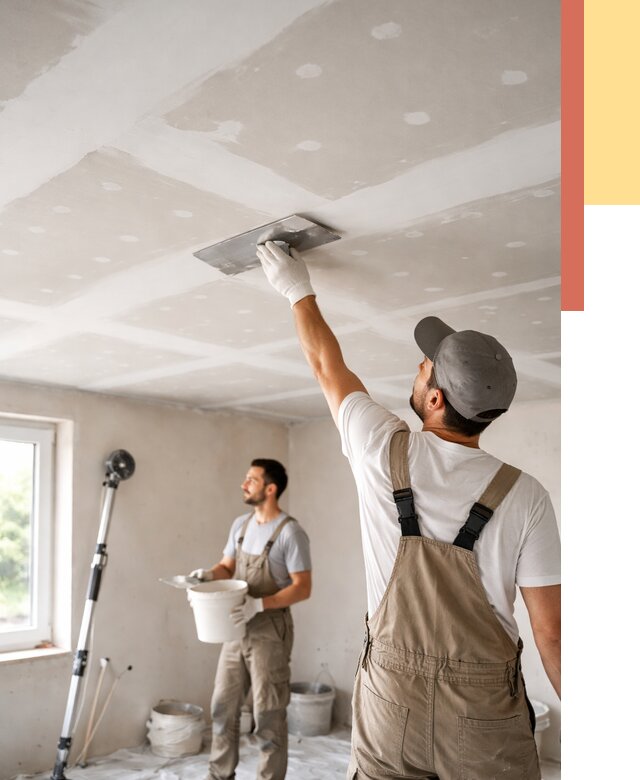 Шпаклевка потолка из гипсокартона в Шадринске от 3309 руб./м2 — услуги под ключ | ОТДЕЛОЧНИК-Шдр
