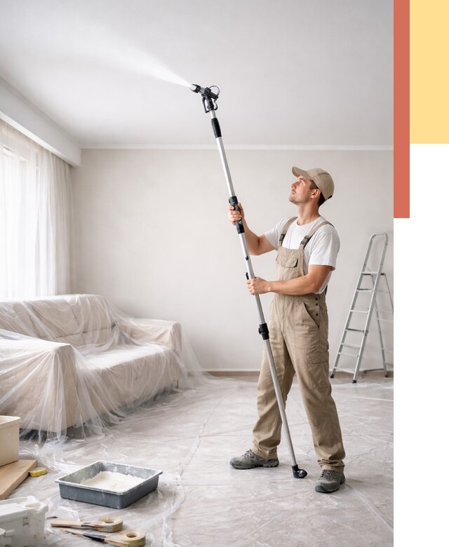 Покраска потолка краскопультом в Шадринске от 4653 руб. быстро и недорого | ОТДЕЛОЧНИК-Шдр